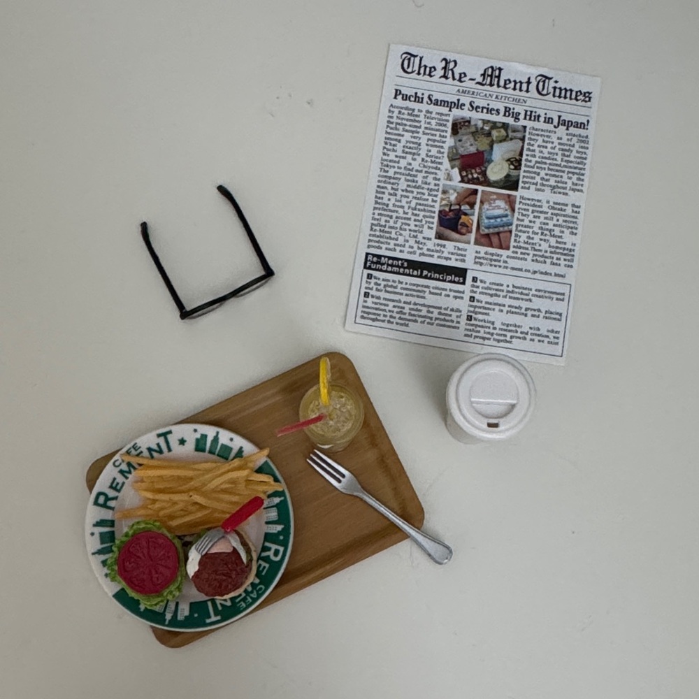 Re-Ment Japanese Miniature Food Burger, Fries & Beverage